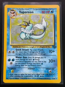 Vaporeon #12 Holo Jungle Set, Pokemon Vintage 1999 Kagemaru Himeno NM - Image 4