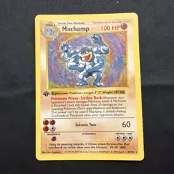 Pokemon Machamp 1st Edition Shadowless Holo Rare Base Set Card #8/102 (MP) - Image 1