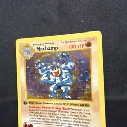 Pokemon Machamp 1st Edition Shadowless Holo Rare Base Set Card #8/102 (MP) - Image 3