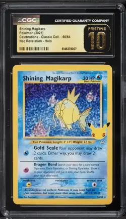 ✨ CGC 10 Pristine Shining Magikarp 66/64 Celebrations Classic Collection Pokemon - Image 1