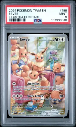 2024 POKEMON TWM EN-TWILIGHT MASQUERADE ILLUSTRATION RARE #188 EEVEE PSA 9 - Image 1