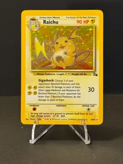 1999 POKEMON FOSSIL #14/62 RAICHU HOLO RARE LP+ - GREAT CARD! - Image 1