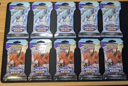Pokemon Chilling Reign Sleeved Booster Pack Lot of 10 - Image 1