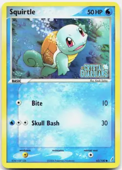 Pokemon TCG Squirtle - 063/100 Crystal Guardians 63/100 Reverse Stamped Holo - Image 1