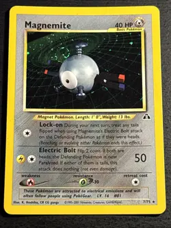 Magnemite 7/75 Pokemon TCG Neo Discovery Holo Foil Rare Card Lightly Played LP - Image 1