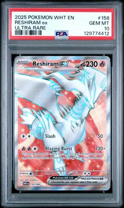 2025 POKEMON WHT EN-WHITE FLARE ULTRA RARE #158 RESHIRAM EX PSA 10 - Image 1