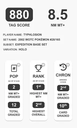 ✨ Pokemon Typhlosion Expedition Holo Rare #28 TAG 8.5 ✨ PSA - Image 4