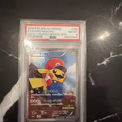 2016 Pokemon Japanese XY Promo Special Box #294 FA Mario Pikachu PSA 8 - Image 1