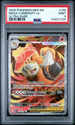 2025 POKEMON MEG EN-MEGA EVOLUTION ULTRA RARE #156 MEGA CAMERUPT EX PSA 9 - Image 1