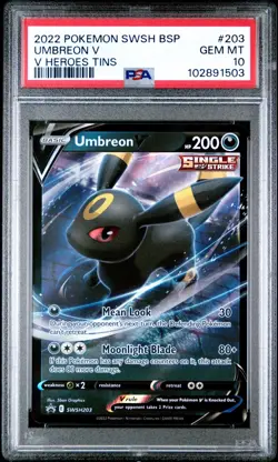 2022 Pokemon Swsh Black Star Promo Umbreon V V Heroes Tins 203 PSA 10 - Image 1