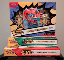 Pokemon Ascended Heroes Mega EX Box - Lot of 3 - Emboar Feraligatr Meganium NEW - Image 1