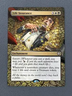 Life Insurance MTG Outlaws of Thunder Junction Hand Painted Extended Altered Art - Image 1