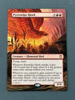 Pyreswipe Hawk MTG Bloomburrow Commander Hand Painted Extended Full Altered Art - Image 1