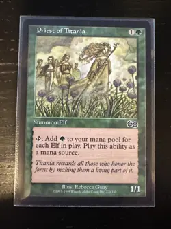 MTG Magic the Gathering Priest of Titania (270/356) Urza's Saga LP - Image 1