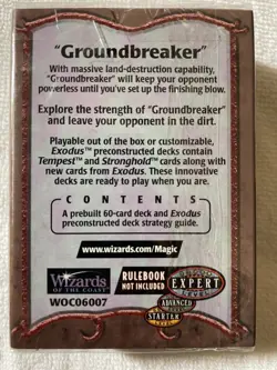 Magic The Gathering MTG SEALED Exodus Theme Deck Groundbreaker Vintage wotc1998 - Image 2