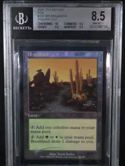MTG 7th Edition Square Cut Brushland BGS 8.5 FOIL Square Cut Magic Beckett Grade - Image 1