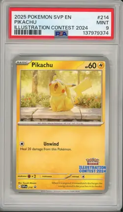 2025 Pokemon SVP Pikachu Illustration Contest 2024 #214 PSA 9 - Image 1