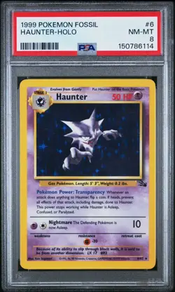 1999 POKEMON FOSSIL #6 HAUNTER-HOLO PSA 8 - Image 1