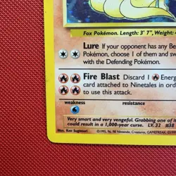 Pokemon Vintage Holo Ninetales Base Set 12/102 WotC 1999 - Image 5