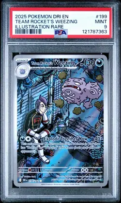 2025 Pokemon DRI EN Team Rocket's Weezing ILLUSTRATION RARE 199/182 PSA 9 MINT - Image 1