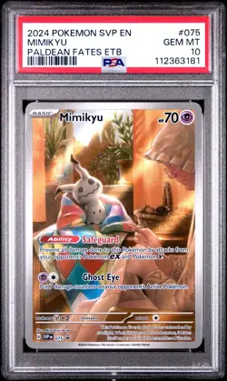 2024 Pokemon Mimikyu #075 Black Star ETB Promo SVP Paldean Fates 75 PSA 10 TCG - Image 1