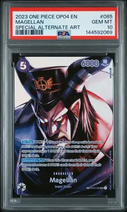One Piece CCG Magellan Paramount War OP02-085 Alternate Art Foil SP PSA 10 - Image 1