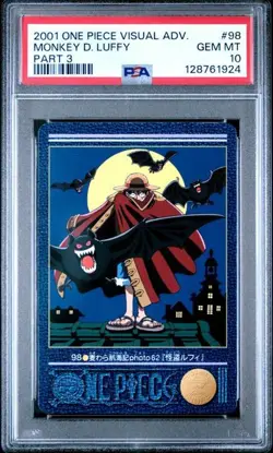 PSA 10 Monkey D. Luffy One Piece Visual Adventure #98 Bandai Carddass 2001 - Image 1
