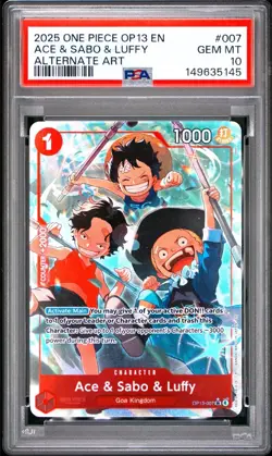2025 ONE PIECE OP13-CARRYING ON HIS WILL ALTERNATE ART ACE & SABO & LUFFY PSA 10 - Image 1