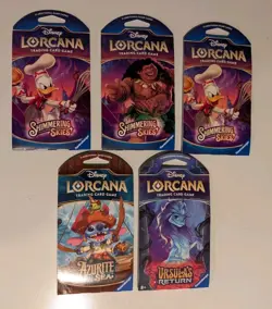 DISNEY LORCANA TCG BOOSTER PACK Lot of 5 SHIMMERING SKIES MORE Donald, Stich - Image 1