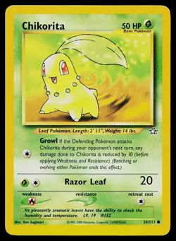 Pokemon Card Neo Genesis Chikorita 54/111 Common - Image 1