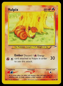 Pokemon Card Neo Destiny Vulpix 91/105 Common - Image 1
