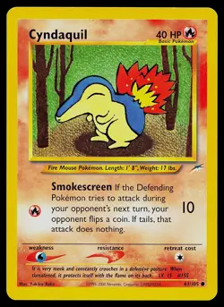 Pokemon Card Neo Destiny Cyndaquil 61/105 Common - Image 1