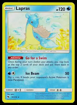 Pokemon Card Lost Thunder Lapras 56/214 Rare - Image 1