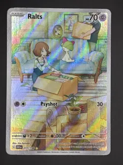 Pokemon TCG Ralts Scarlet & Violet Base Set Holo Illustration Card 211/198 Desc - Image 3