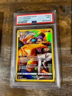 POKEMON 2022 Lost Origin Full Art CHARIZARD #TG03 PSA 9 Mint RARE - Image 1