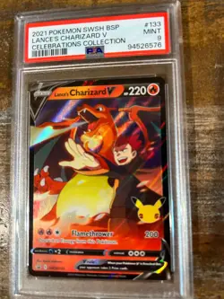 POKEMON 2021 Celebrations Collection LANCE'S CHARIZARD V Promo #133 PSA 9 Mint 2 - Image 1