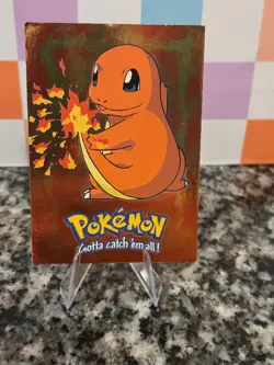 HOLO E4 #04 CHARMANDER TOPPS POKEMON 1ST ED STAGE 1 BLUE LOGO CARD TV ANIMATION - Image 1