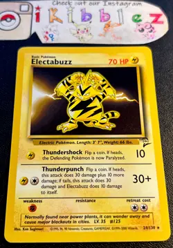 Electabuzz 20/102 LP Non Holo Rare Vintage WotC Base Set 2 Electric Pokemon Card - Image 1