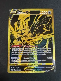 Pokemon Sword Shield Zacian V Gold Promo Card SWSH076 Full Art Holo UR - Image 1