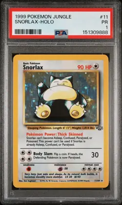 PSA 1 PR 1999 Pokemon Jungle Snorlax 11/64 Holo Foil Rare WOTC Vintage Original - Image 1