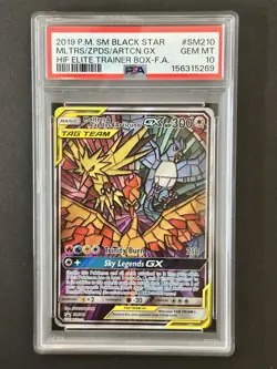 2019 Pokemon Moltres Zapdos Articuno Gx PSA 10 #SM210 Black Star Promo - Image 1