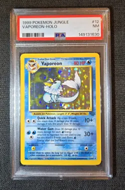 1999 Pokemon Jungle Holo Vaporeon #12 PSA 7 NRMT - Image 1