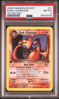 2000 POKEMON ROCKET 1ST EDITION #21 DARK CHARIZARD PSA 8 - Image 1