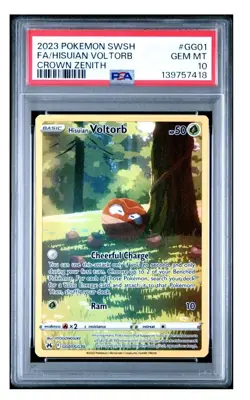 2023 POKEMON SWORD & SHIELD CROWN ZENITH #GG01 FULL ART/HISUIAN VOLTORB PSA 10 - Image 1