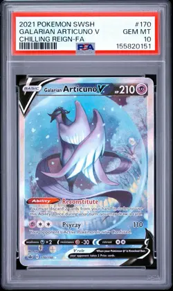 2021 POKEMON SWSH CHILLING REIGN PSA 10 GALARIAN ARTICUNO V ALTERNATE ART 170 - Image 1