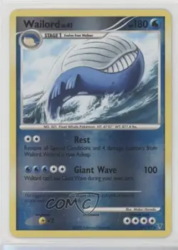 Wailord Reverse Foil Pokemon Platinum Supreme Victors #47 2009 - Image 1