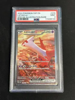 2024 POKEMON SSP EN-SURGING SPARKS SPECIAL ILLUSTRATION RARE LATIAS EX PSA 9 - Image 1