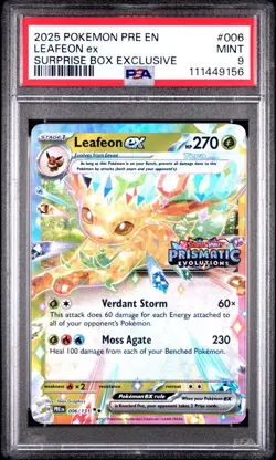Leafeon EX 6/131 Pokemon PSA 9 Stamped Prismatic Surprise Box Exclusive - Image 1