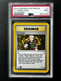 Pokemon TCG Lt. Surge Gym Heroes 17/132 Holo 1st Edition Holo Rare PSA 9 MINT - Image 1