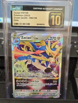 Zacian VSTAR 096/159 Crown Zenith Ultra Rare Holo Pristine 10 Graded CGC Pokemon - Image 1